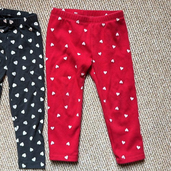 2 - Old Navy toddler girls heart leggings - red and black 3T - one cozy lined - Picture 4 of 5
